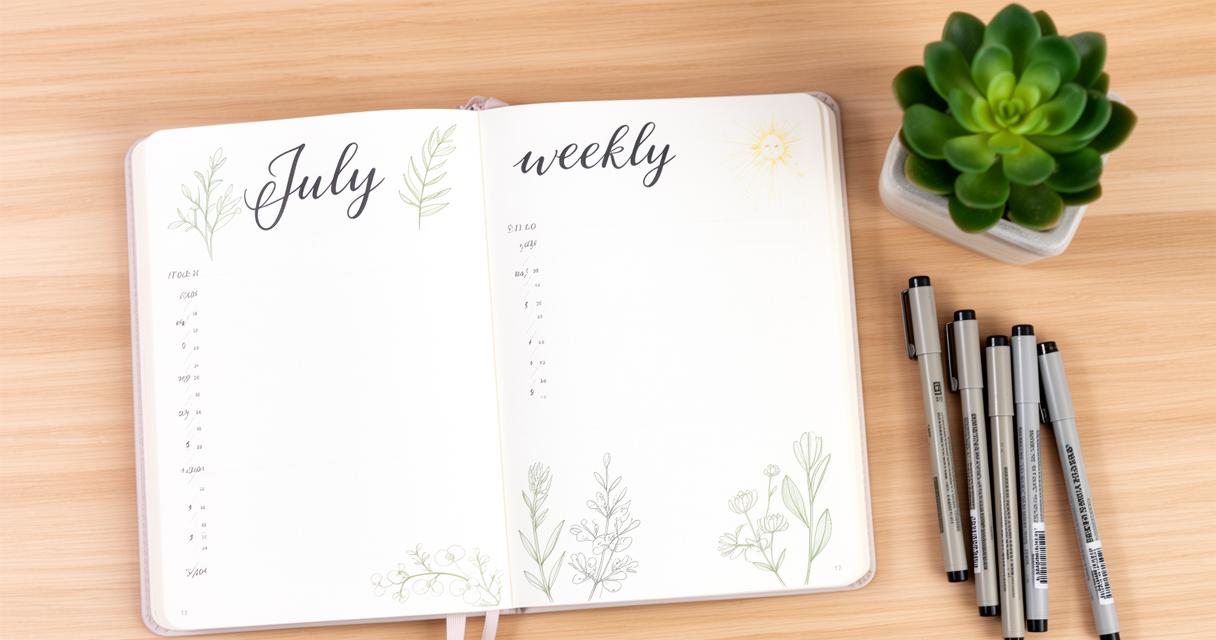 Planification des repas simplifiée avec 23 Idées de Pages Hebdomadaires de Juillet pour Bullet Journal